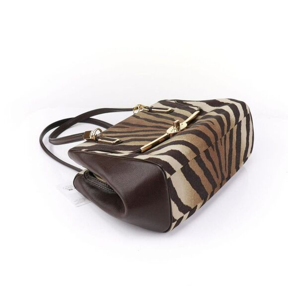 NWT Coach Zebra Animal Print Two Way Satchel in Brown ELEGANT!! - Picture 11 of 13